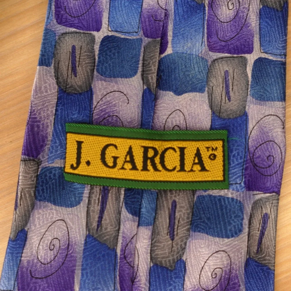 Vintage Art Deco Silk Tie Mens Blue J GARCIA 90s Indie Carousel Collection 14